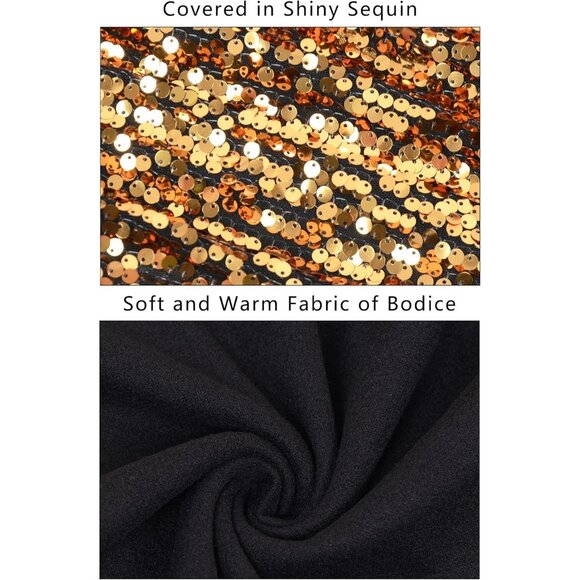 Women's Plus Size Sparkle Sequin Sweatshirt Mock Neck Long Sleeve Glitter Top - Picture 5 of 5